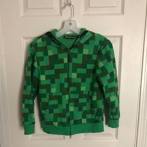 Green Minecraft Zip-up hoodie With face mask hood